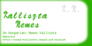 kalliszta nemes business card